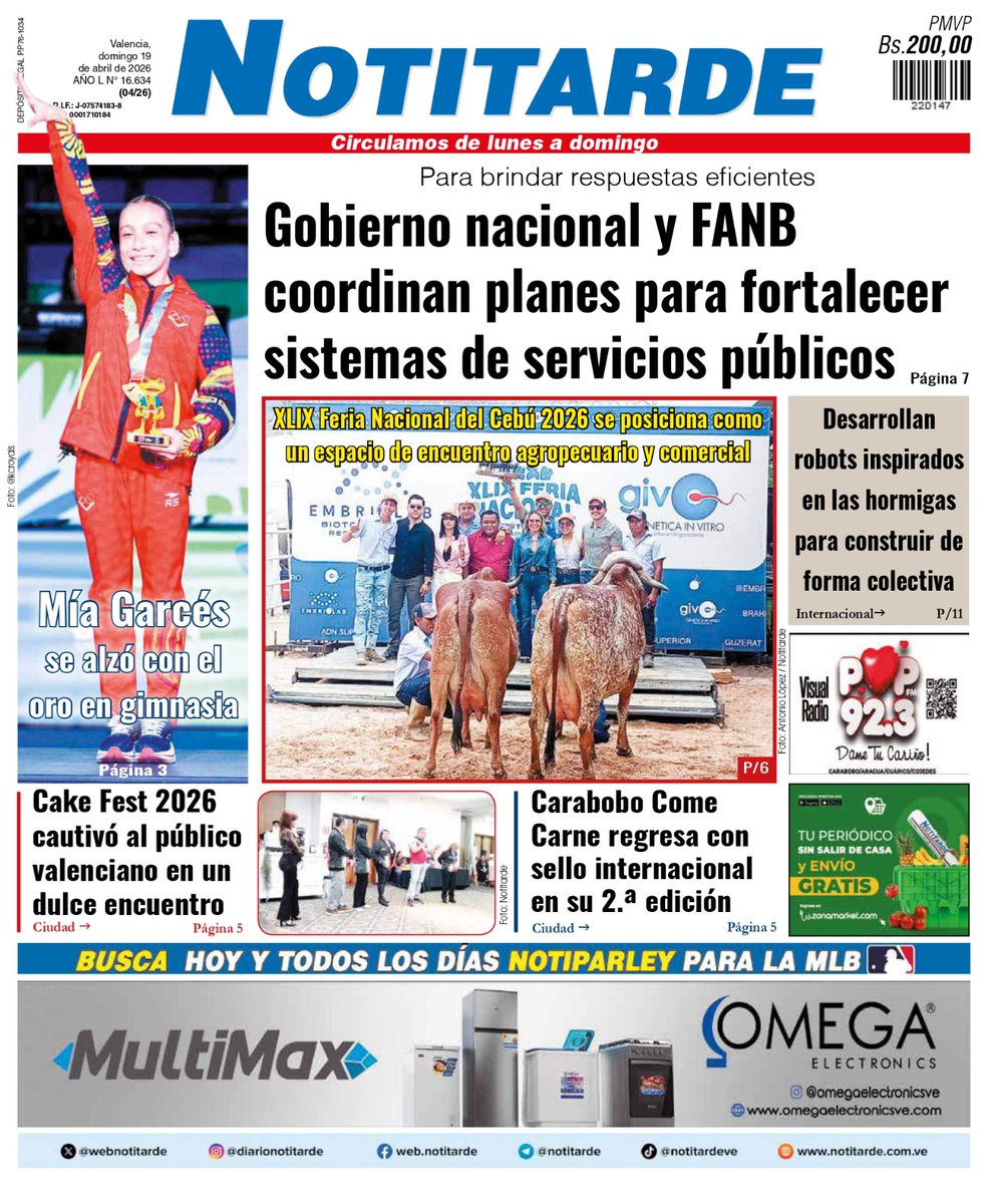 webnotitarde's tweet photo. Buenos días ☀️
Consigue nuestra edición impresa 🗞️
Está disponible para llegar a tus manos este domingo #19Abr 🙌🏻
📌 Nos encontramos en kioskos de la gran Valencia, Puerto Cabello, Chichiriviche, Tucacas, Aragua y Cojedes.
#Notitarde #Venezuela #sucesos #pais https://t.co/Bnr9yjdy6Q
