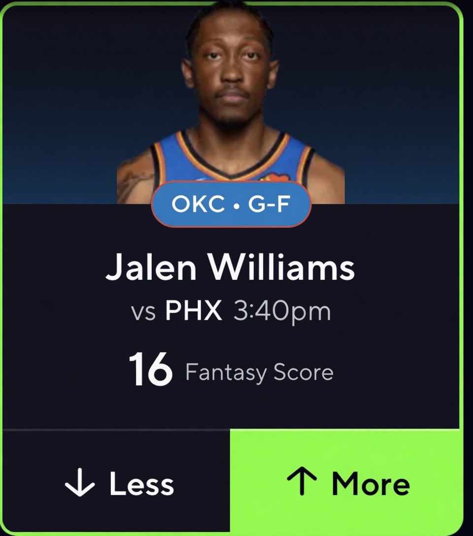 RACKEMSPORTS's tweet image. 🔥🔥 PLAY OF THE DAY 🔥🔥

JALEN WILLIAMS OVER 16 1H FANTASY

 #POTD #PLAYOFTHEDAY #PrizePicks #playerprops #DFS #pp #mlb #NFL #NFLPRIZEPICK #nfltwitter #nbatwitter #NBA #nbaplayoffs #nbaplayintournament #NBAprizepick #okc #thunderup #okcthunder #WNBAPicks #nbaespn #wnba #NBACup