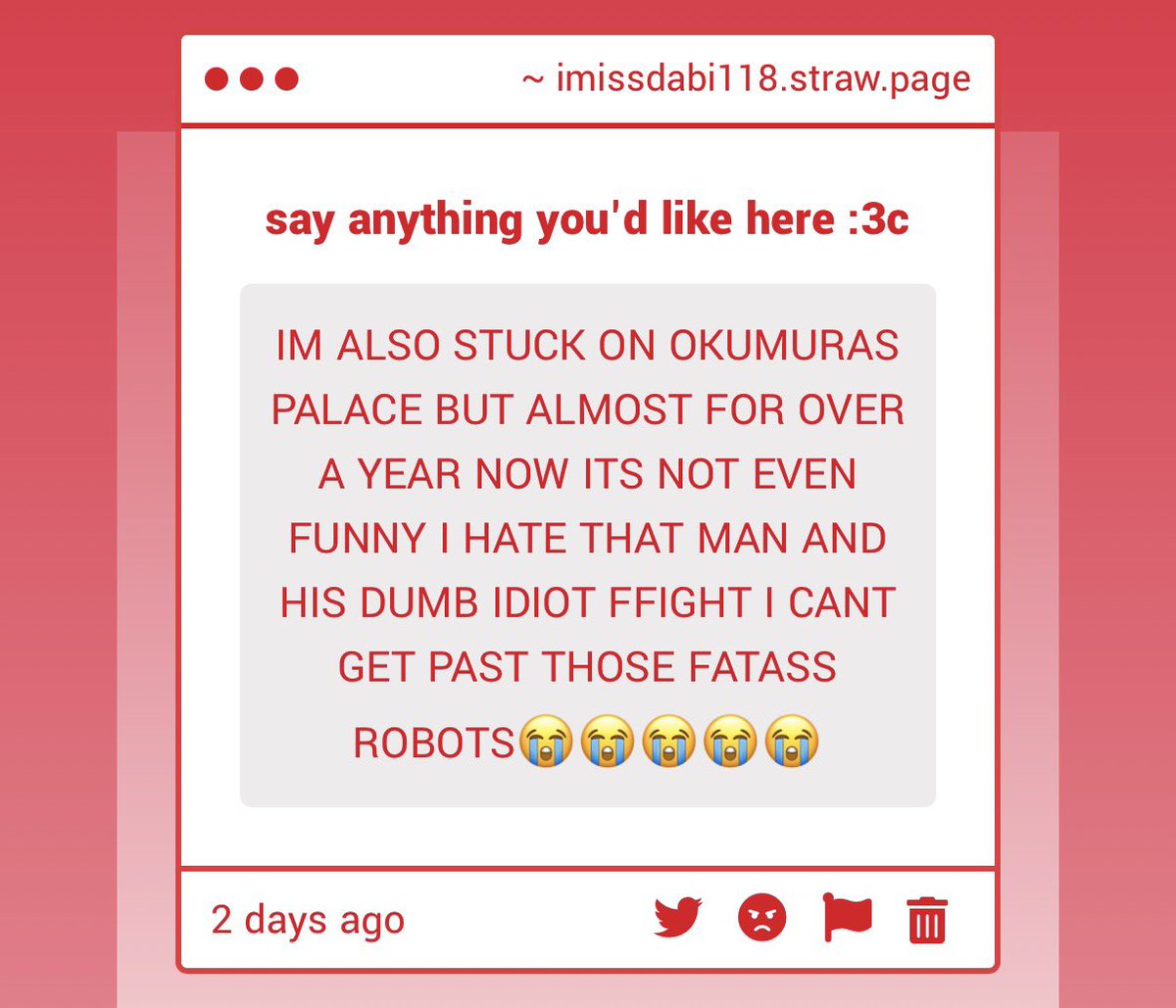 My brother is just another me…this reminded me maybe i should grind in p5r next week cause i really wanna know more about akechi but okumura is homophobic…