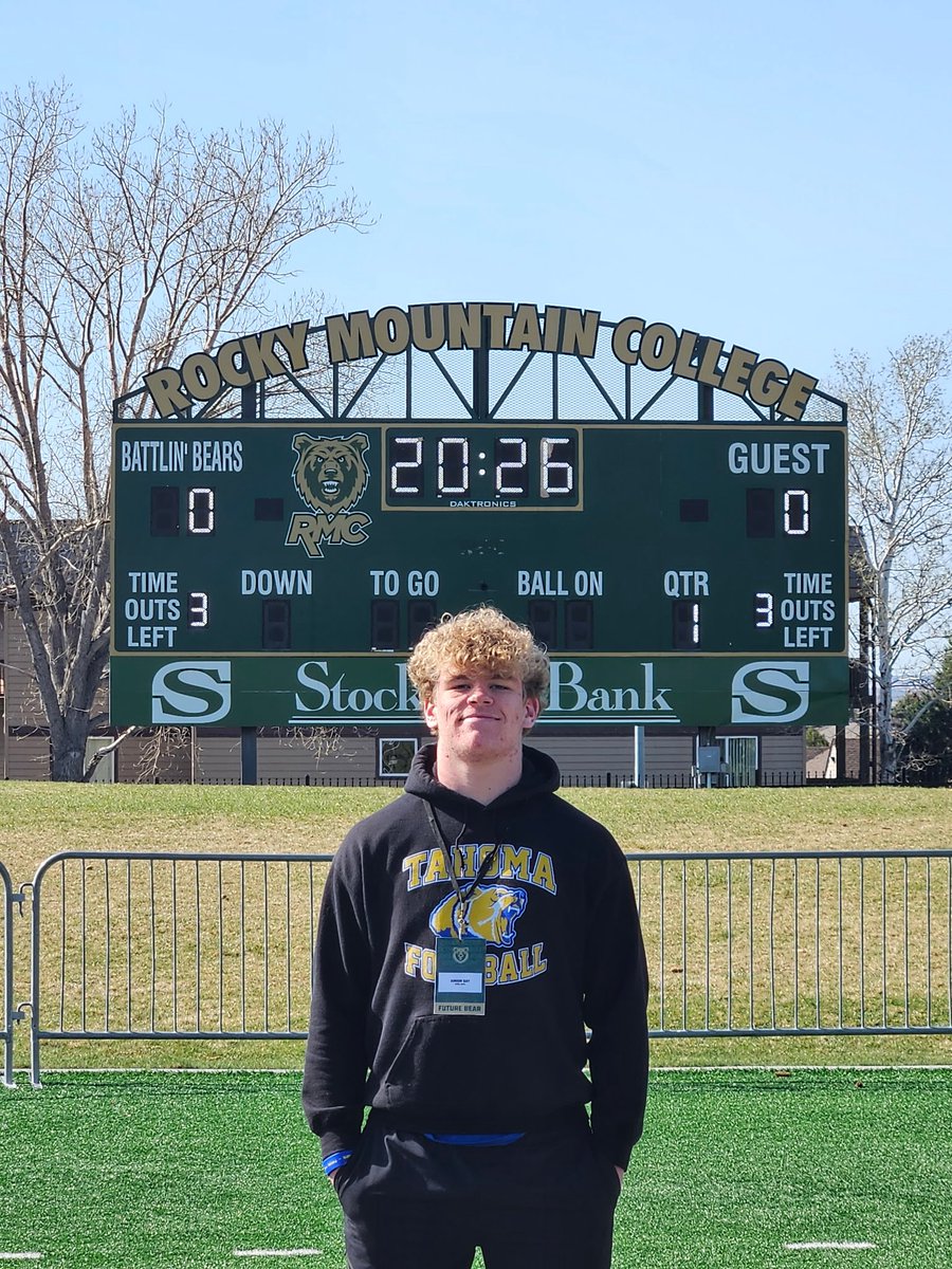 Had a great time at Rocky Mountain college’s junior day. Grateful for the invite and chance to meet the coaches <a href="/CoachBroderickT/">Broderick Thomas</a> <a href="/RandyBandelow/">Coach Randy Bandelow</a> <a href="/coachmikebrunk/">Michael Brunk</a> <a href="/tahomafootball/">Tahoma Football</a>