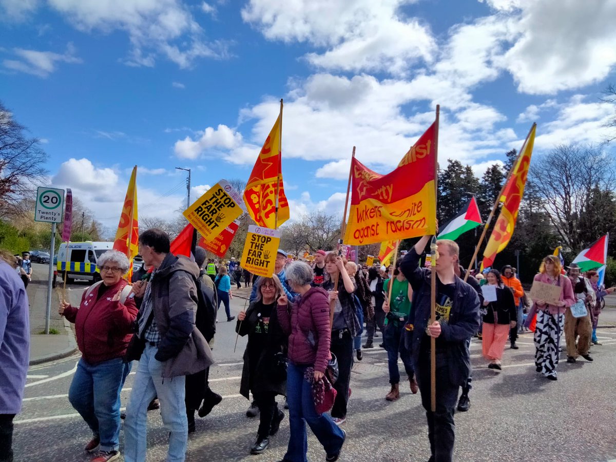 The_SSP_'s tweet image. WORKERS UNITE AGAINST RACISM AND DIVISION 

The SSP were proud to join our comrades at today's Southside Unity march. 

#AntiRacist #Unite #Unity #NoWarButClassWar #VoteSSP