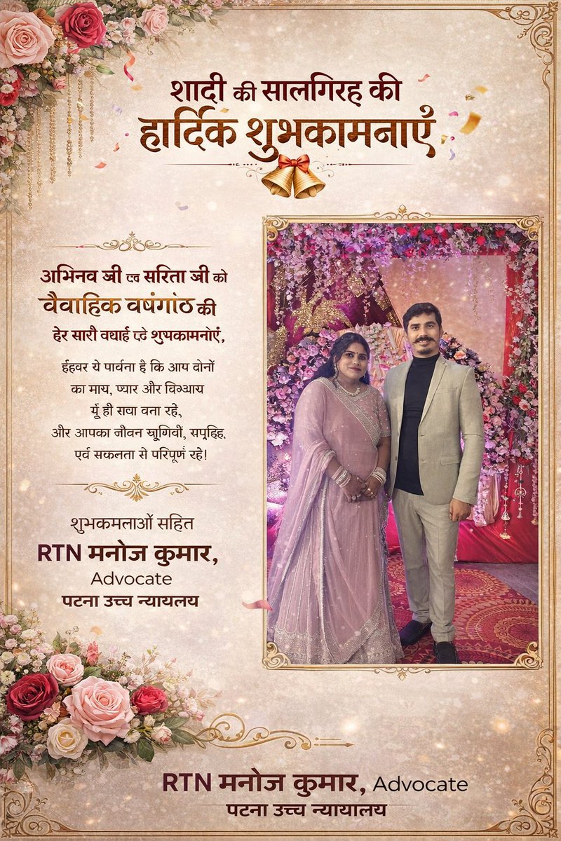 rtn_manoj's tweet photo. छोटे भ्राता तुल्य, आप बिहार के प्रदेश प्रभारी अभिनव रॉय जी और उनकी पत्नी पूर्व विधायक सरिता सिंह जी को शादी के वर्षगांठ की हार्दिक शुभकामनाएं ।
@aapabhinav @AAPBihar @AAPDelhi @AAPUttarPradesh @AamAadmiParty https://t.co/kFcH5Ms3jN