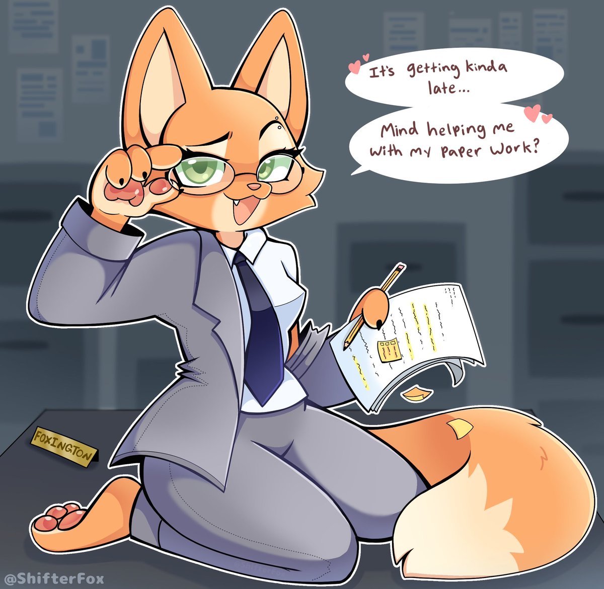 ShifterFox's tweet image. Fox sitting on the desk 👀 📝
✎﹏﹏﹏♡ Diane Foxington Fanart 
#Furry #Furryart #Thebadguys