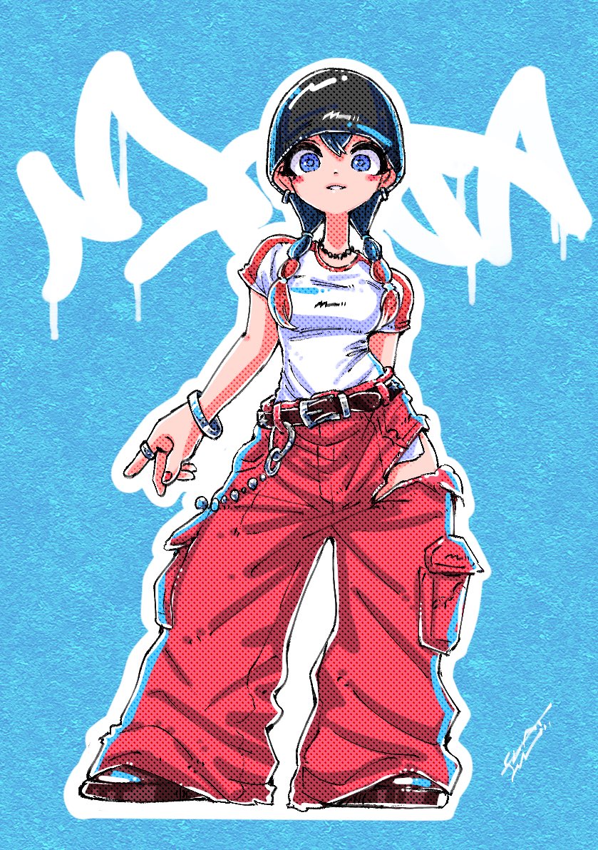 flatmoment's tweet image. へい、お待ち〜、モナちゃんの三つ編み〜
Hey, here you go, Mona's braids!

かっこかわいい。
Cool and cute.

#characterdesign 
#girls #illustration 
#sticker #street