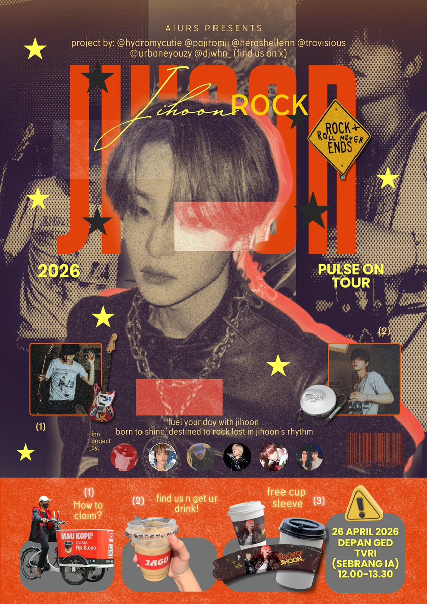 ✨ Fuel Your Rockstar Energy ✨

TEUME🖤
It’s time to turn up the energy before the concert 🎸⚡

— Rockstar Jihoon Boost is here —

📍 Depan gedung tvri
📅 26 April 2026
⏰ 12.00 - 13.30

Spot us &amp; grab yours!!

#JIHOON #지훈 
#RockstarJihoonBoost 
#PULSE_ON_IN_JAKARTA 
#TEUME