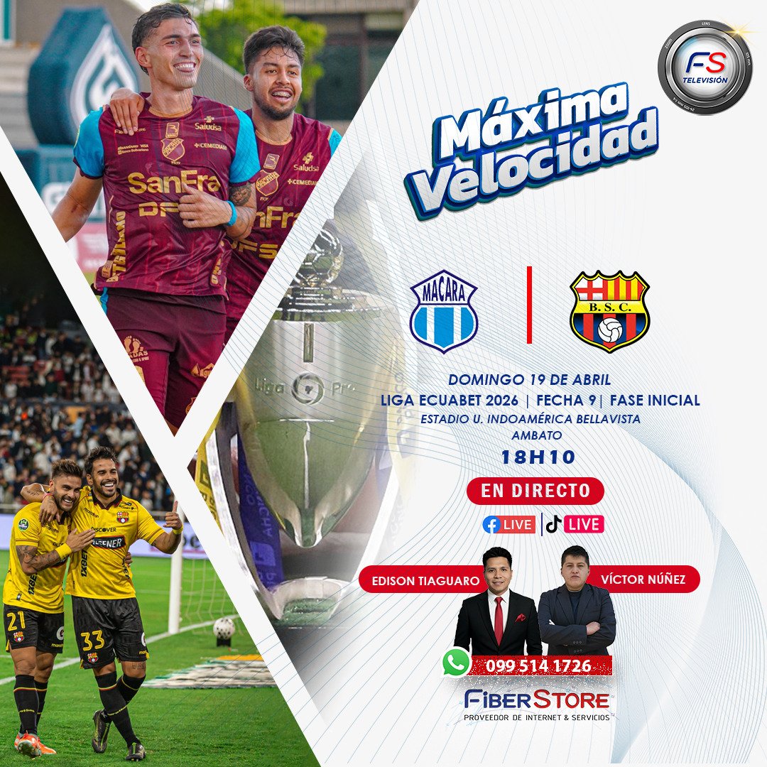 #LigaEcuabet | ¡Esta noche!

#Macará 🆚 #BarcelonaSC

Se jugará con intensidad, con orgullo… ¡y con hambre de triunfo!

📻 EN DIRECTO – Formato radio
🕕 18H10 por Facebook, TikTok y YouTube

Con el respaldo de Fiber Store ¡Conectamos emociones!