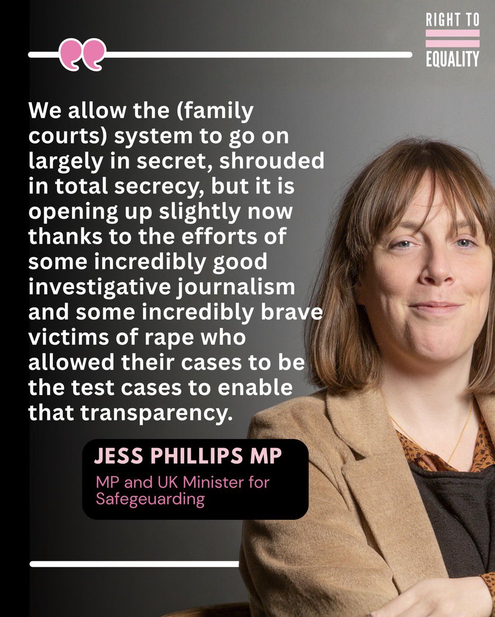 Right2Equality's tweet photo. (1/2) Transparency is never freely given—it is fought for by brave survivors and determined journalists.

The family courts operated in darkness for too long. We will not stop until open justice becomes the standard, not the exception. https://t.co/i17cRlAuPE