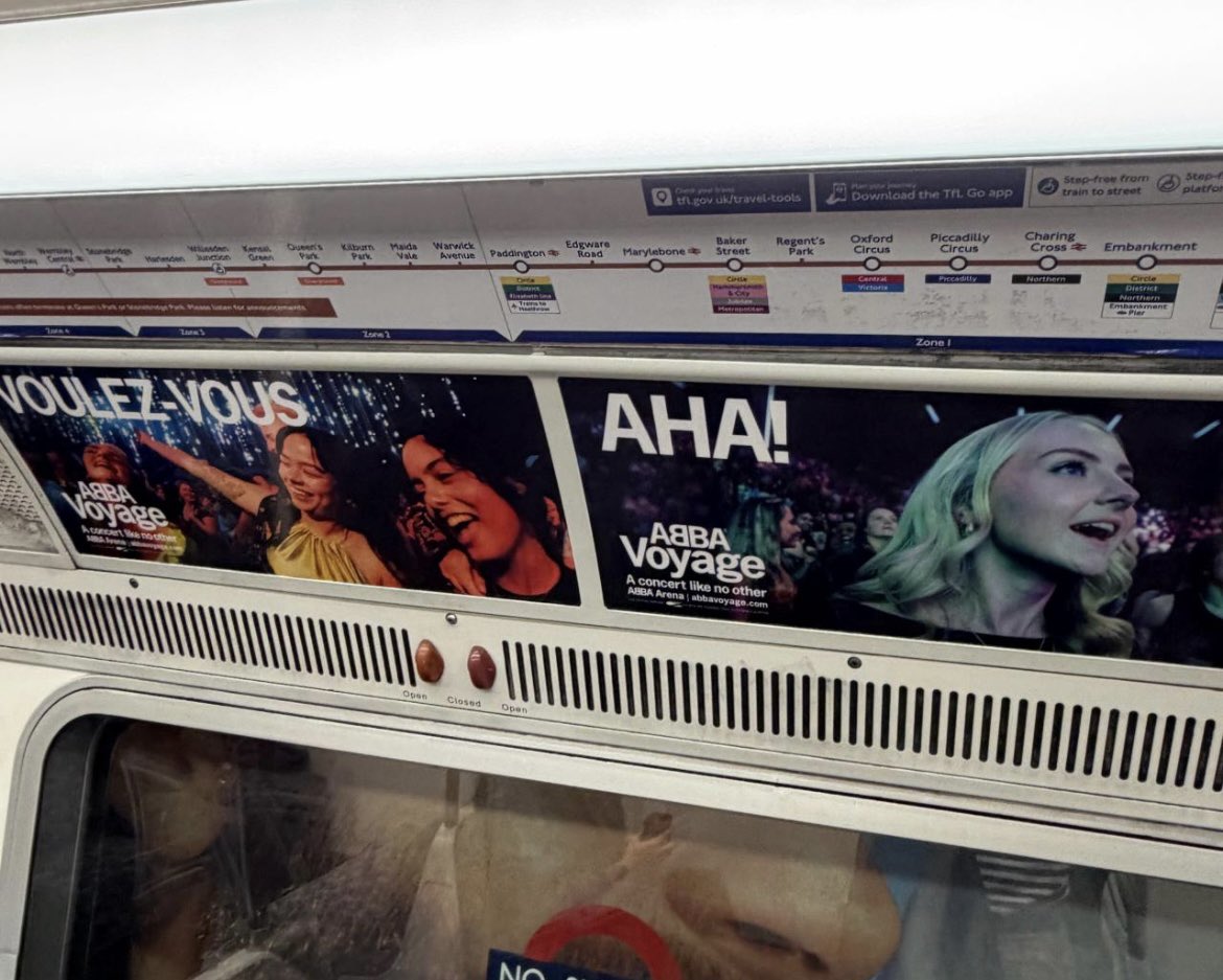 BrandGully's tweet image. Ah these are catchy.

#ABBA Voyage posters out in London. 

They might as well have another one that says “You can dance, you can jive” … who knows, may be they already do. There are that many lines to choose from in the catalogue.

There’s a nice feel-good energy to these.