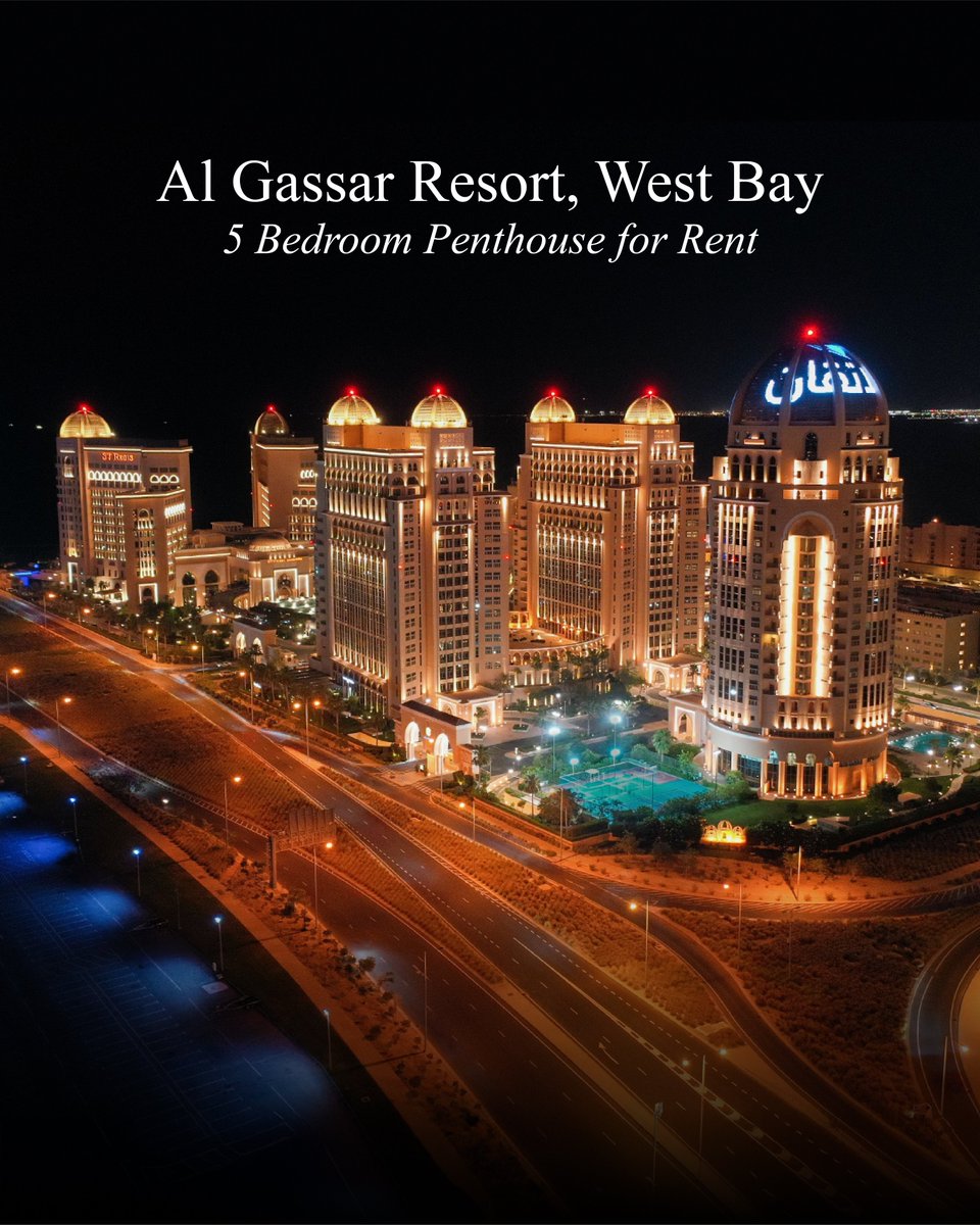 SIR_Qatar's tweet photo. A 5-bedroom penthouse with panoramic sea views, now available for rent at Al Gassar Resort, West Bay for QAR 40,000 per month.
Fully furnished, with access to premium lifestyle facilities - padel courts, basketball courts, a wellness center, and more.
Contact us at +974 3369 3335 https://t.co/2rpTzFkOEW