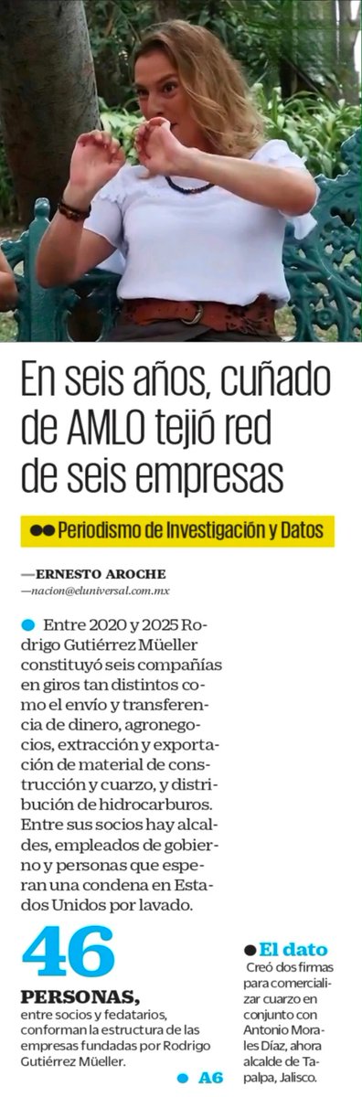 🚨 ESCÁNDALO

Claudia Sheinbaum:
¿vas a seguir ocultando esto?

Descubren que el cuñado de AMLO durante su sexenio, creó 6 empresas para "lavar dinero"

Les comparto parte de lo descubierto por el Universal.

👇

"Gutiérrez Mueller, un emprendedor multiempresa."

La red incluye