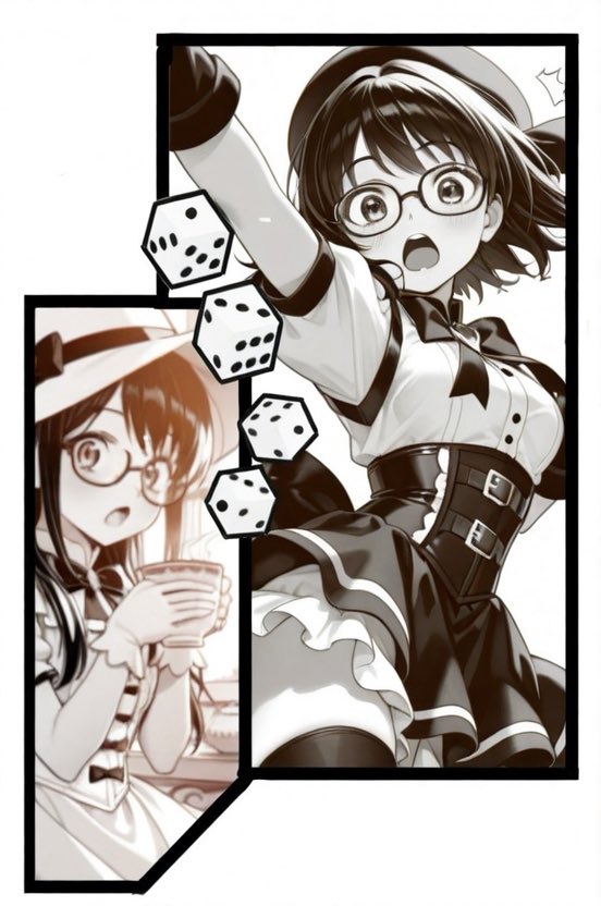 simizuyukihi's tweet photo. 再びお邪魔します。

メガネ、サイコロ魔法、あえてモノクロ。

#神さまのわがまま
#わがままの魔法少女 https://t.co/ln3MDPS2By