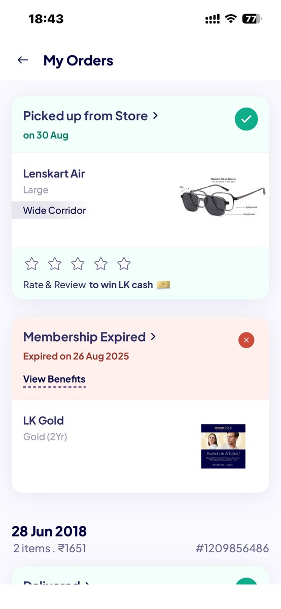 irkjaiswal's tweet photo. #lenskart #peyushbansal #boycot
My previous orders with lenskart. Now don’t even think to buy any product from lenskart. https://t.co/2cTq0TXVKy