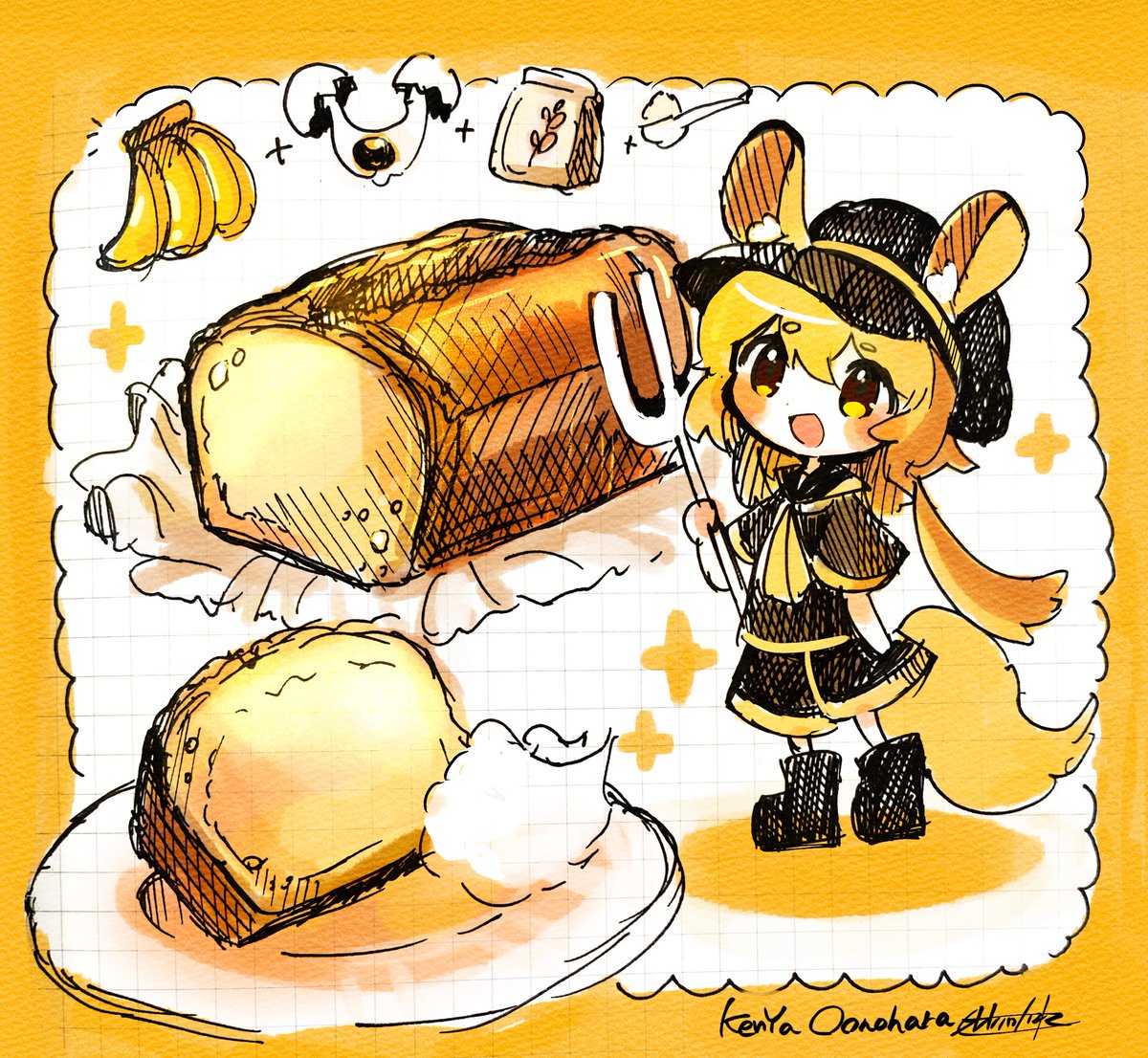sabotenpan's tweet photo. パウンドケーキを焼いている間のらくがき #oc https://t.co/fikbUqmetI