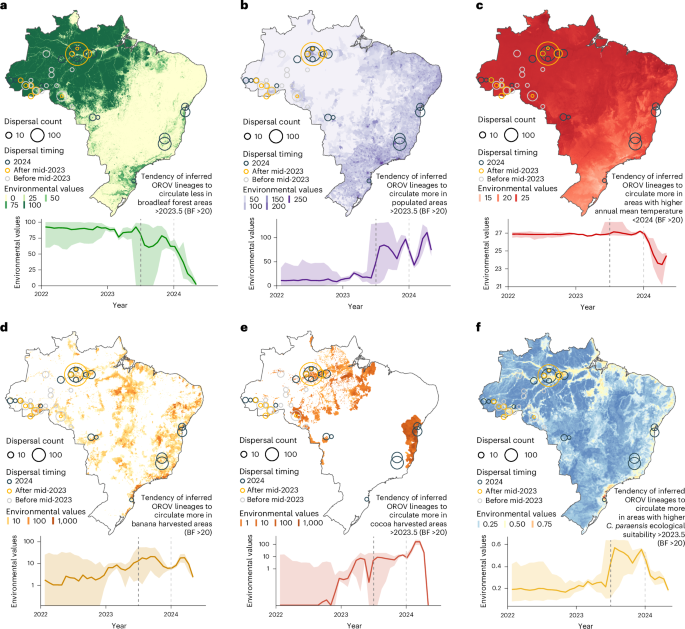 Tuliodna's tweet photo. Our publication in Nature Ecology and Evolution reveal a multiscale expansion process with both short- and long-distance dispersal or Oropouche virus, a new re-emergent pathogen.  Our results also demonstrate a rapid advance on methods that can be used to track pathogens of global importance.