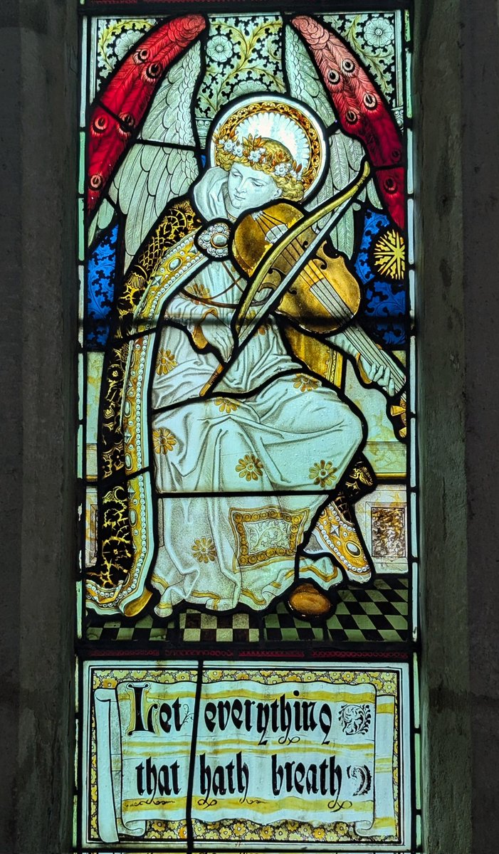 A rather sweet Kempe musician at St Michael and All Angels, Hallaton for #StainedGlassSunday