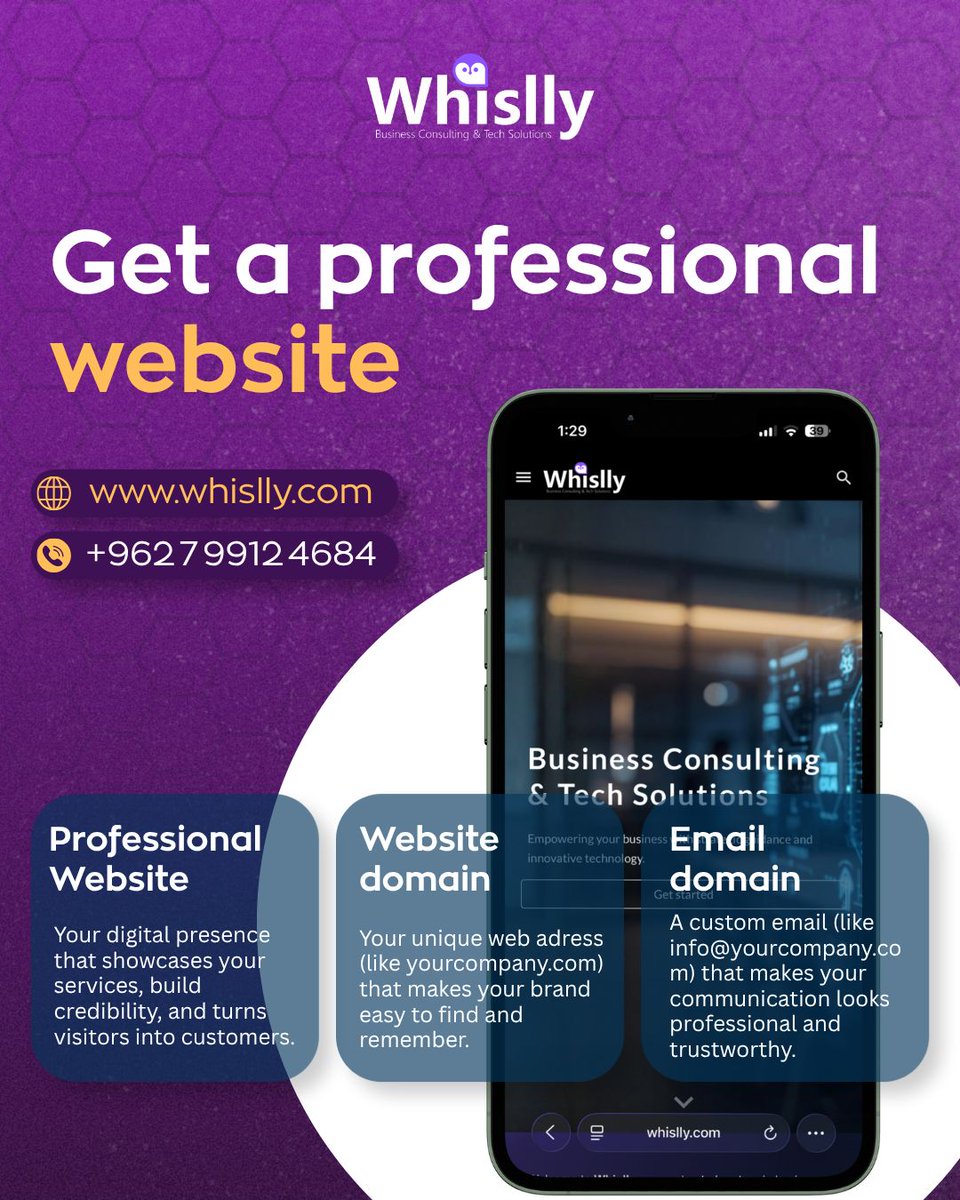 Whisllyjordan's tweet image. Everything your business needs to look professional—
a modern website, a custom domain, and a branded email that builds trust from the first click.

#design #brand #website #business