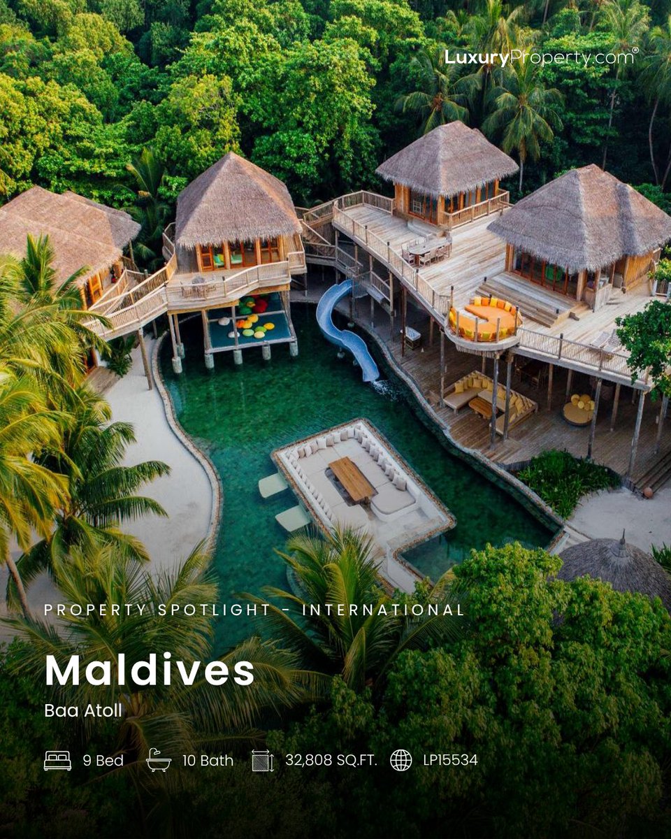 LuxuryProperty's tweet image. 9BR beachfront estate at Soneva Fushi, Baa Atoll. Private jungle, lagoon pool, bespoke spa, and unmatched island privacy.

Discover more: luxuryproperty.com/exquisite-nine…

#LuxuryLiving #MaldivesVillas #UltraLuxury #BeachfrontEstate #PrivateIsland #DreamHome