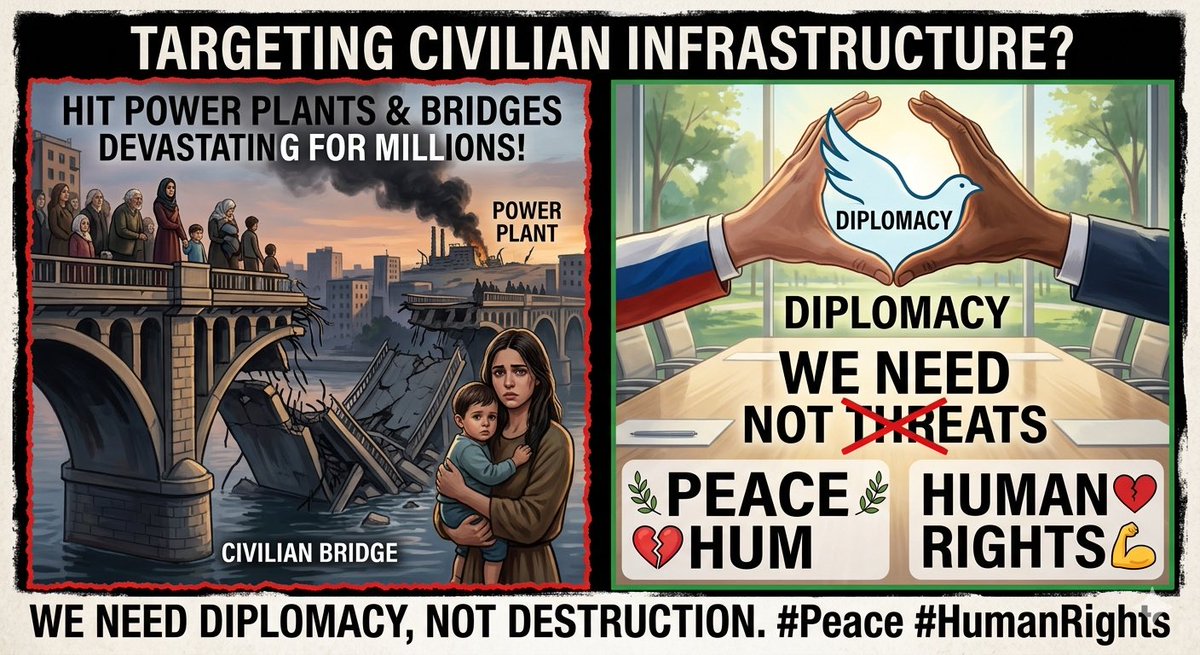 misenvn's tweet image. Targeting civilian infrastructure? The human cost of hitting power plants and bridges would be devastating for millions of innocent people. We need diplomacy, not threats of destruction. 🕊️💔 #Peace #HumanRights