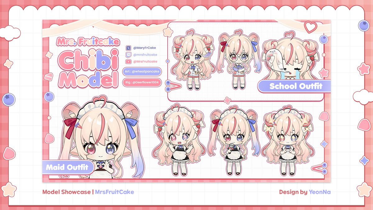 — Commission Works ✦ 
Model Showcase <a href="/MaryFrCake/">MrsFruitCake🍰🫐 Fruits & Cake Vtuber</a>🍰📷
Thank you for the commission ♡ 
♡ and ↻ are very appreciated ✦