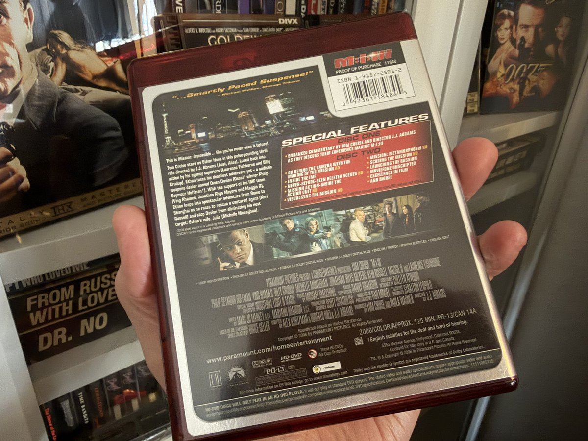 the4kCollectivE's tweet image. Indeed. 

HD-DVD 30GB
VC-1 codec
Dolby Digital Plus 1500 Kbps
Enhanced PiP commentary track 

BD 25GB
MPEG-2 codec
Dolby Digital 640 Kbps
Audio commentary track

#MI3 #MissionImpossible #MissionImpossible3