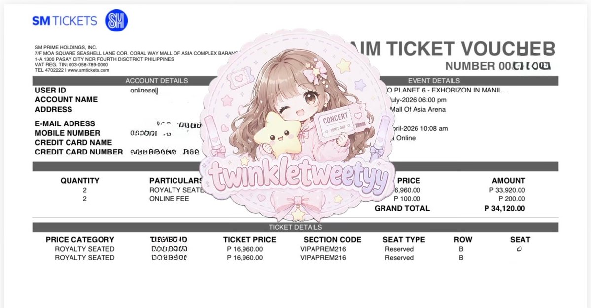 twinkletweetyy's tweet image. WTS: EXO PLANET 6: EXHORIZON in MANILA

- 2pcs ROYALTY SEATED 216 row B DAY1
- 2pcs ROYALTY SEATED 216 row A DAY2
- UNCLAIMED 
- CAN DO MEET UP/UPON MEET UP PAYMENT 
- OPEN for international fans

DM

#exoplanet6 #exhorizon_worldtour