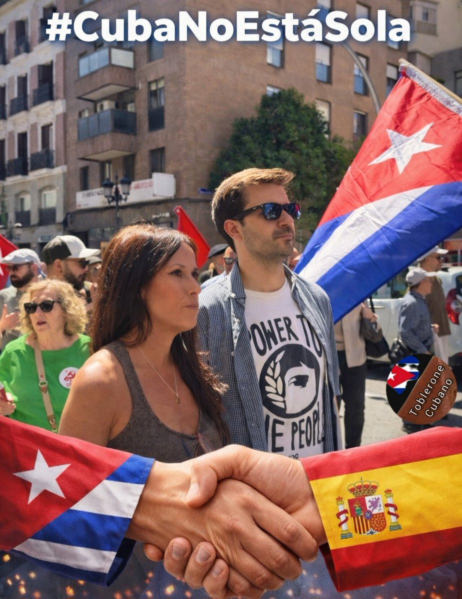 <a href="/PODEMOS/">Podemos</a> <a href="/J_Sanchez_Serna/">Javier Sánchez Serna</a> Gracias, #España, y a todo el pueblo español por alzar su voz por #Cuba.
🇨🇺🤝🇪🇸
El mundo debe entender que el bloqueo de EE.UU. y la amenaza de intervención militar no solo afectan a Cuba, sino que golpean la soberanía de todos los pueblos.

<a href="/J_Sanchez_Serna/">Javier Sánchez Serna</a> <a href="/MartinaVelardeG/">Martina Velarde</a>
