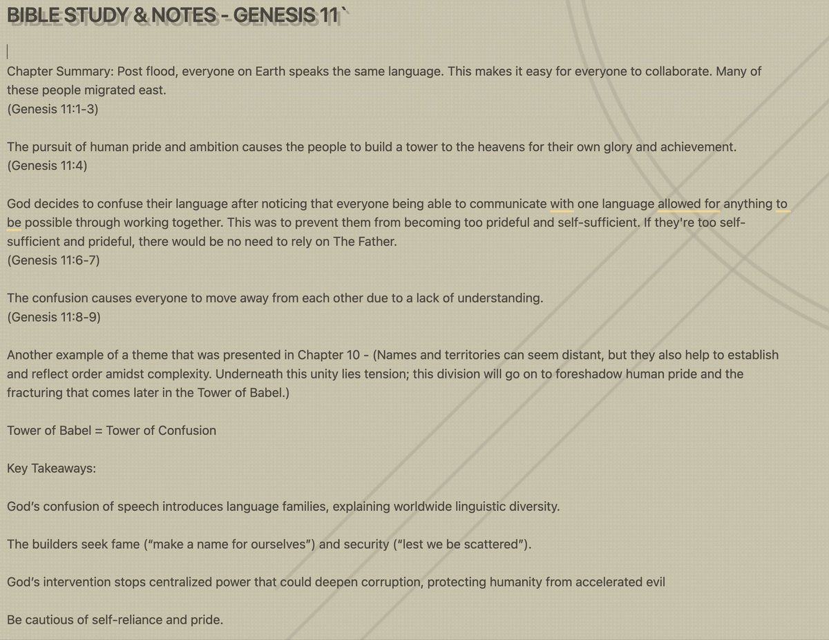 Here’s some of my Bible Study notes if anyone is interested. Covered Genesis 10-11 the past few days.