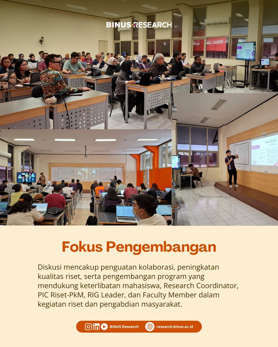 BinusResearch's tweet photo. Melalui rapat rutin RC dan PIC Riset-PkM, berbagai pembaruan dan arah pengembangan dibahas sebagai bagian dari upaya membangun kolaborasi yang lebih solid serta mendorong riset dan inovasi yang berdampak.

👉 Read more here!
https://t.co/Dwq5VO2fXo https://t.co/XYeJr9mhOD