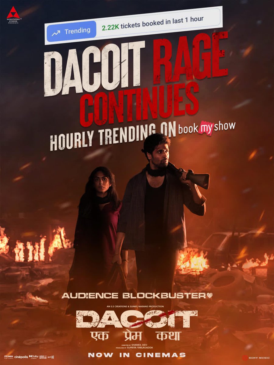 mvenu7143's tweet photo. #Dacoit ki slow and strong run  💥

Every weekend ki pickup untundi 💯

Hourly trending 🔥 https://t.co/jvgZCmrkx4