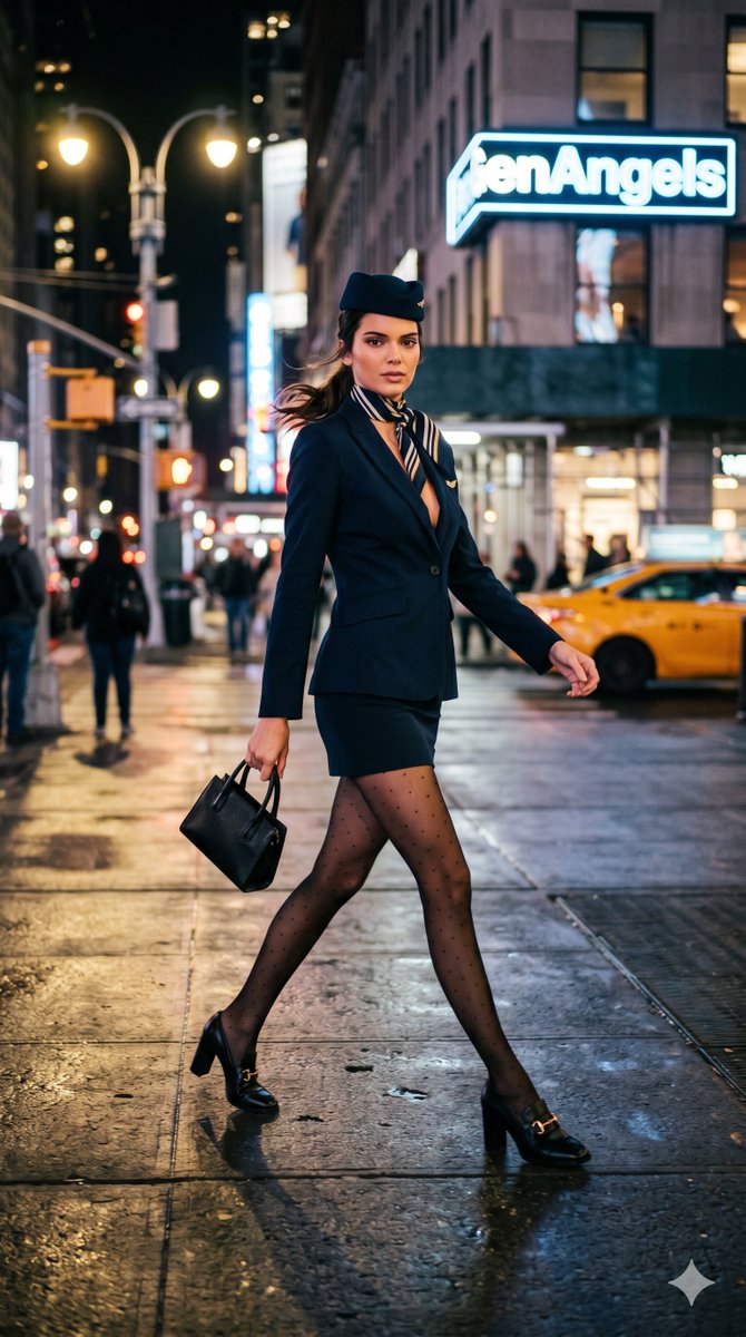 GenAngelsStudio's tweet image. Kendall Jenner

#nanobanana2 #nanobananapro #GROK
 #prompts:

A breathtaking cinematic editorial fashion photograph captures a sophisticated woman in a dynamic mid-stride, moving like a phantom of grace across a rain-slicked urban sidewalk at night. She is draped in a refined