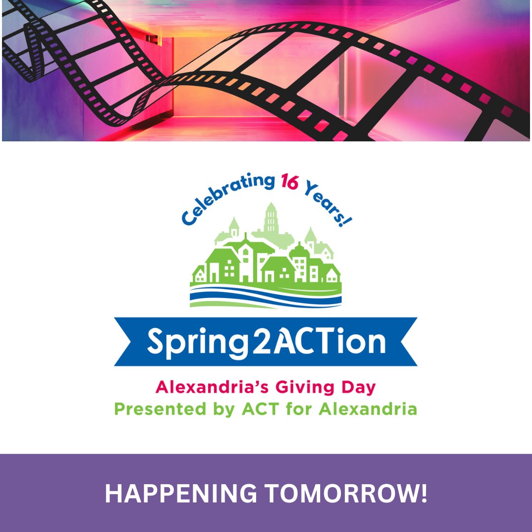 alexfilmfest's tweet photo. Tomorrow is #Spring2ACTion, Alexandria's day of giving!

Help us meet our goal of $6,000 in honor of our 20th anniversary! A gift of any amount will enable us to host award-winning filmmakers and films on Nov. 13-15.

Make your gift now at https://t.co/9ANICIEBHG https://t.co/BLKG0QLQcZ