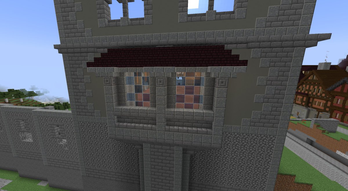 ligaderextrage1's tweet image. Wir haben den kleinen Erker, am Kopfende der großen Festhalle von Burg Dainheim, inzwischen übrigens fertiggebaut. Der Erker von der Burg ist übrigens lose von realen Vorbildern aus der gotischen Architektur inspiriert. #Minecraft #MinecraftBuilds #MinecraftServer
