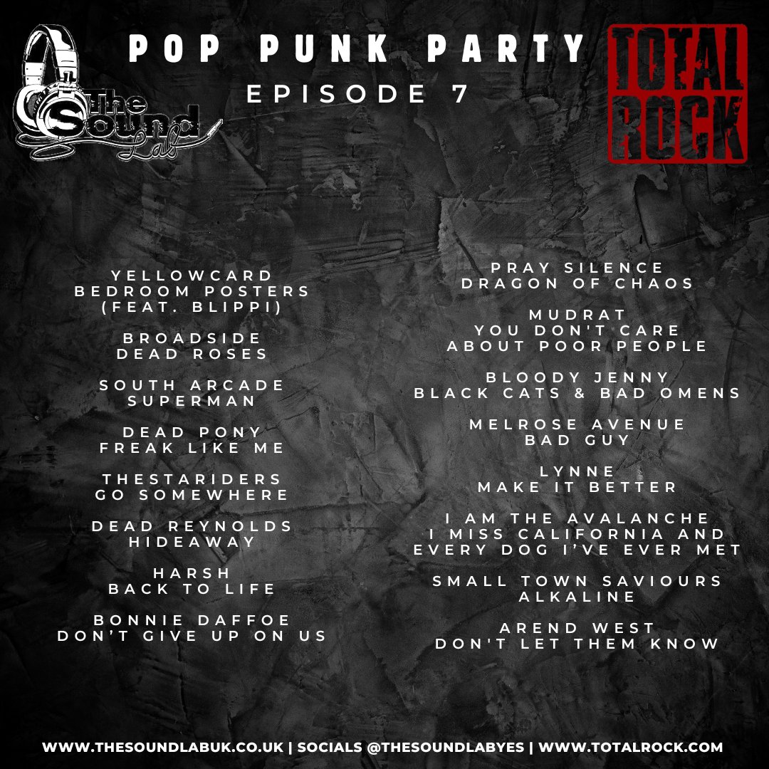 TheSoundLabYES's tweet image. Brand new episode of Pop Punk Party for @TotalRockOnline is now available for you to listen back to at mixcloud.com/TheSoundLabUK/…

Tune in live before anyone else on Fridays at 5pm UK time on Total Rock!!

#podcast #newmusic #musicpodcast #poppunk #poprock