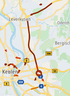 ANWBeuropa's tweet image. In #Duitsland op de #A3 Köln ► Leverkusen bij Leverkusen. +20 min.