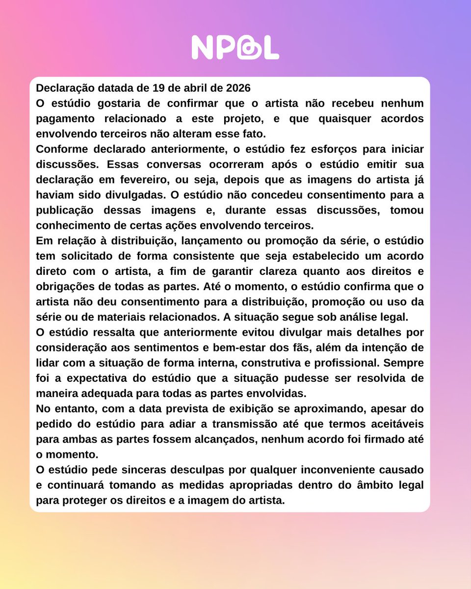 npblent's tweet photo. 🚨O Studio On Saturn confirmou que o artista Jeff Saturn, não recebeu nenhum pagamento pelo projeto e não autorizou o uso de sua imagem ou a divulgação da série Wooju Bakery.

Mesmo após tentativas de acordo, nenhum contrato direto foi firmado até agora, e o caso segue em análise legal.

Com a data de exibição se aproximando, o estúdio pediu adiamento, mas não houve acordo entre as partes.

#JeffSatur #StudioOnSaturn #WoojuBakery