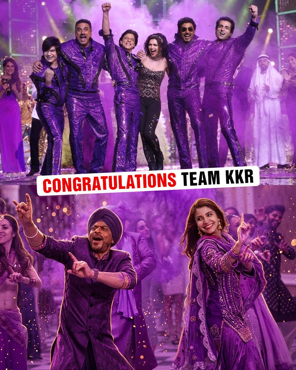 RedChilliesEnt's tweet photo. Celebrating this win, the KKR way 💜🔥 https://t.co/lhvTgunevP