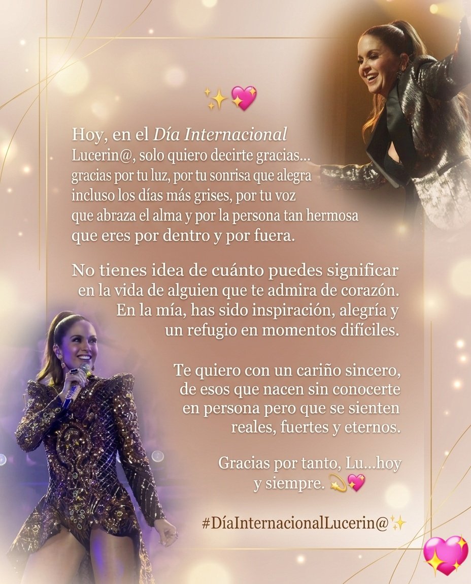 alwaysstarx's tweet photo. Feliz día internacional lucerino a tod@s 💖😍
Hoy celebro a alguien que ha sido luz,inspiración y refugio en mi vida. Porque hay cariños que nacen del alma, y este es uno de ellos @LuceroMexico
Gracias por existir, Lu… hoy y siempre,te quiero mucho 💫
#DíaInternacionalLucerino https://t.co/u2u8W1WjBJ