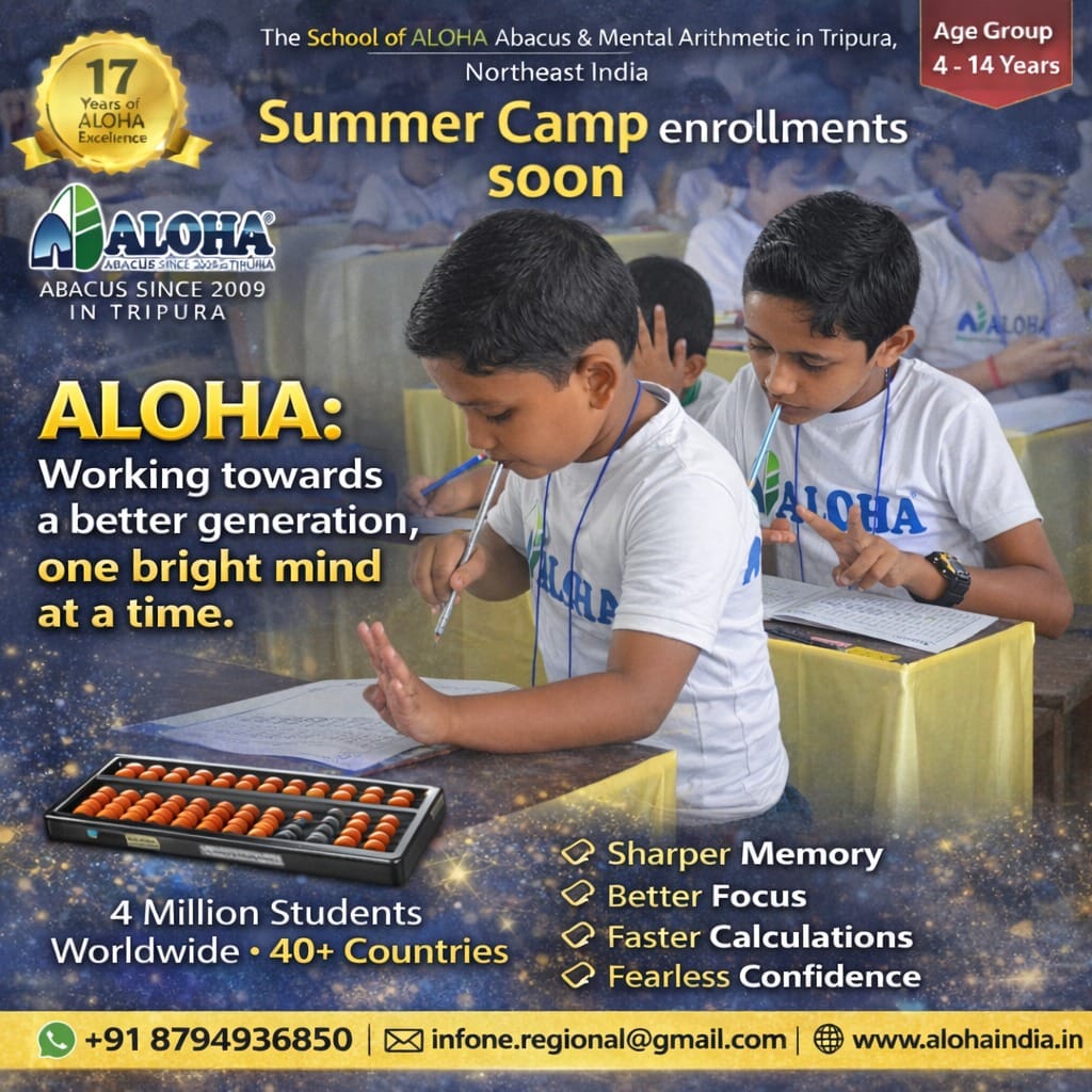 alohamental_ne's tweet image. Give your #child the power to #think_faster, focus better &amp;amp; #shine_brighter! ✨

Join #ALOHA_Abacus &amp;amp; #Mental_Arithmetic and unlock their true potential.

📢 #Summer_Camp_Enrollments_Opening_Soon!

🎯 Age Group: 4–14 Years

📞 Call Now: 087949 36850 
🌐 alohaindia.in