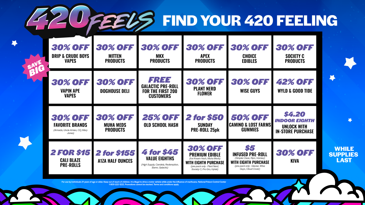 highprofileusa's tweet image. Come celebrate 420 at High Profile in #Michigan 🔥 These dank deals will elevate the 420 Feels 😎
(Excludes Ironwood, Buchanan, and Luna Pier)

🛒: bit.ly/4pvLBuK

#FourTwenty #Weed #Deals #CannabisCulture