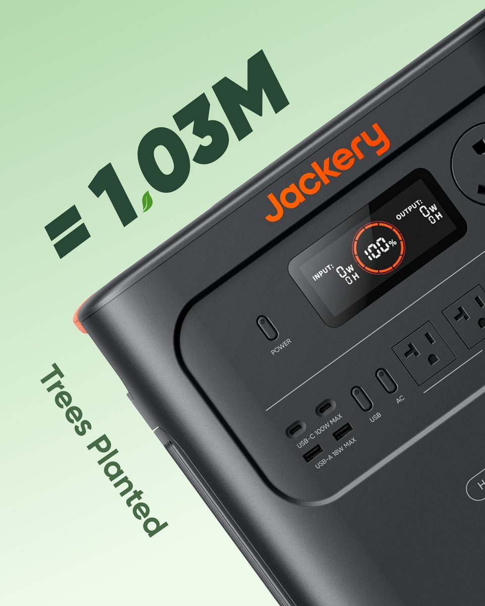 jackeryinc's tweet image. You press "ON", we plant the forest.
1.03M Trees. All Powered by YOU.
This is our collective masterpiece.

#Jackery #EarthDay2026 #EcoFriendly 
#GreenTech #PlantTrees