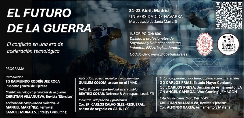 REjercitos's tweet image. Todavía tenéis unas horas para apuntaros al seminario sobre el futuro de la guerra que se celebrará los días 21 y 22 de abril en #Madrid:  

#Aceleración
#S80 / #VCR8x8 / #FCAS
#IA / #Nanotecnología
#Multidominio / #Mosaico

🟥¡No te lo pierdas!

unav.edu/eventos/-/even…