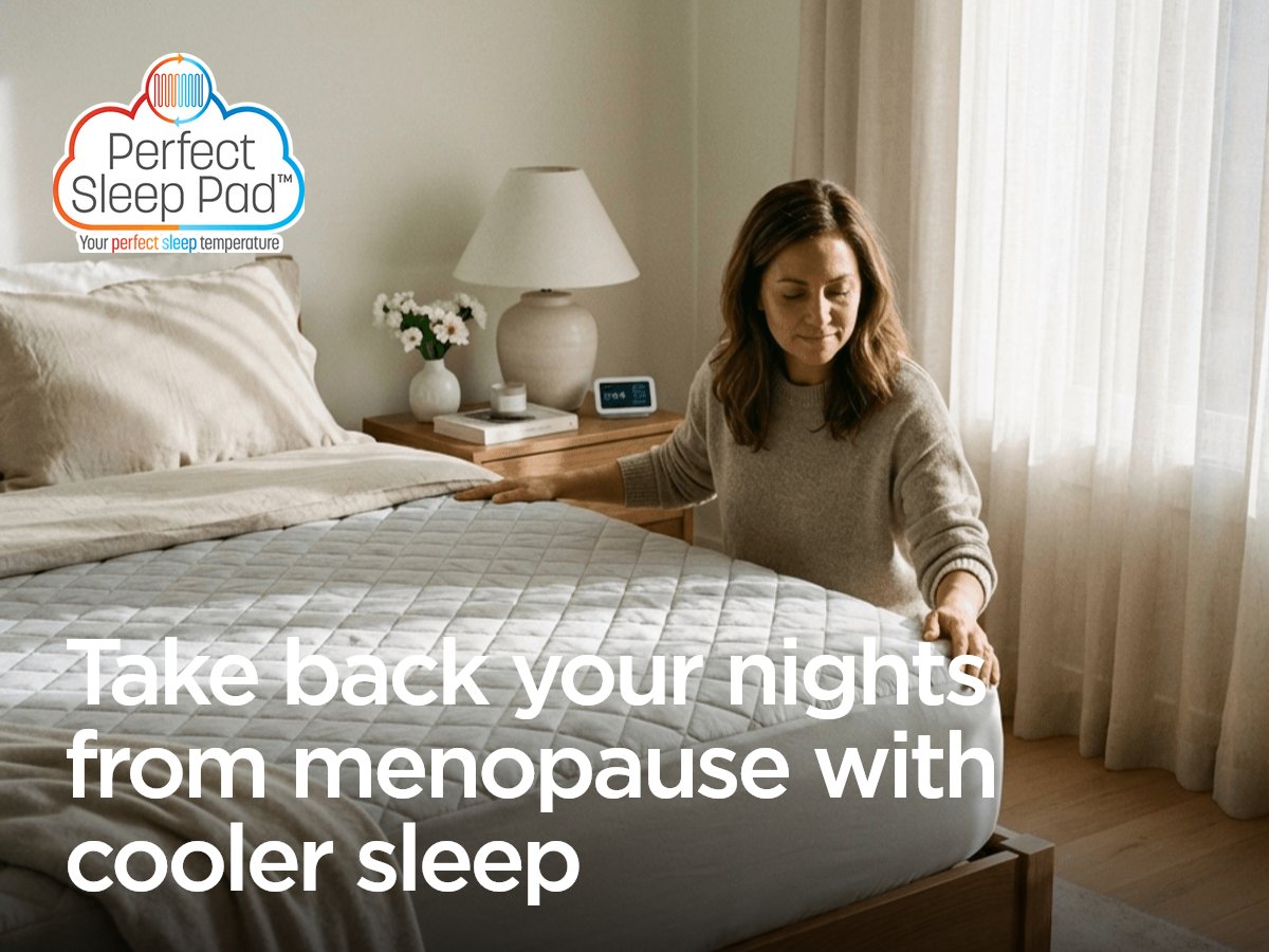 PerfectSleepPad's tweet image. Waking up hot and sweaty? You're not alone. Take our 7-night spring sleep challenge and feel the difference temperature control makes. Use code SLEEPBETTER10

Learn More buynow.com #BetterSleep #DeepSleep #SleepSolutions #HotSleeper #CoolSleep