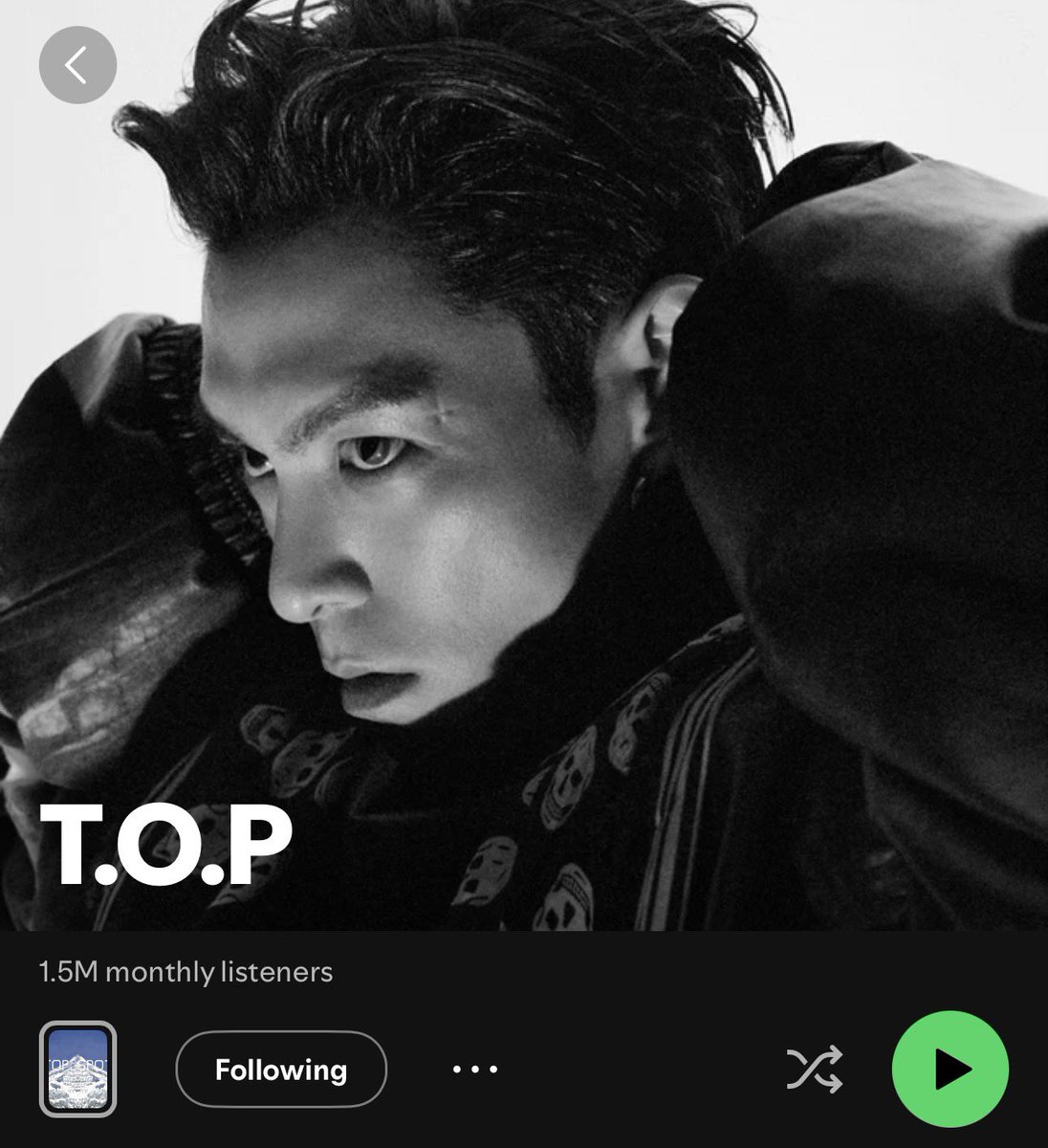 puTOPinamo's tweet image. 1.5 Million monthly listeners on Spotify! 🥰💓

+1.3M listeners since the album release 👏🏼

Stream Another Dimension!
🔗 open.spotify.com/album/5ORJMfjj…

#TOP #탑 #최승현 #CHOISEUNGHYUN #TTTOP