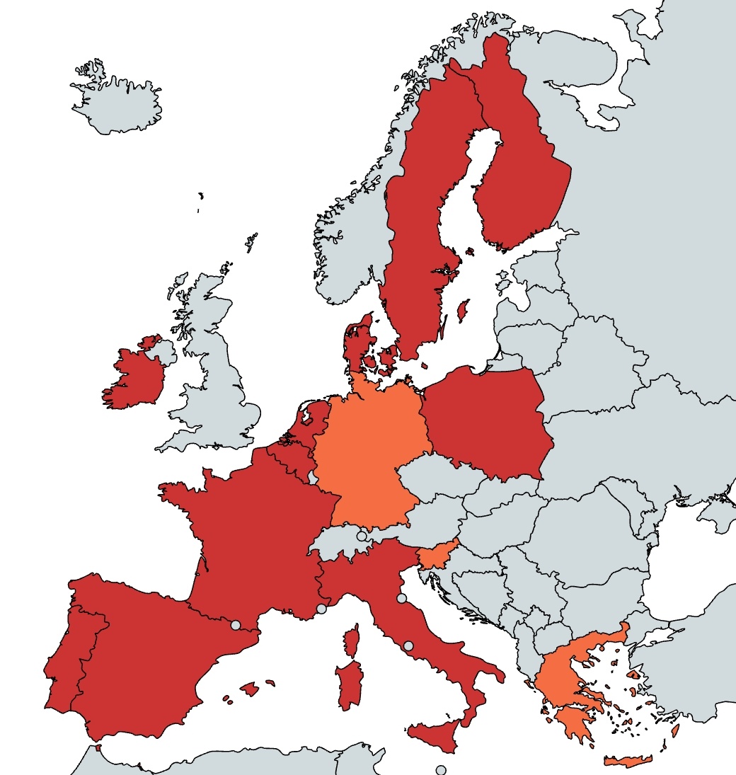 Sur cette carte en rouge, là où l'initiative européenne citoyenne pour rompre l'accord d'association UE-Israel dépasse les 100%.
En orange on dépasse 70%

Il fallait 1 million de signatures et 7 pays, en 3 mois on est à 1.130.000 signatures et 11 pays.

Soutien toi aussi
