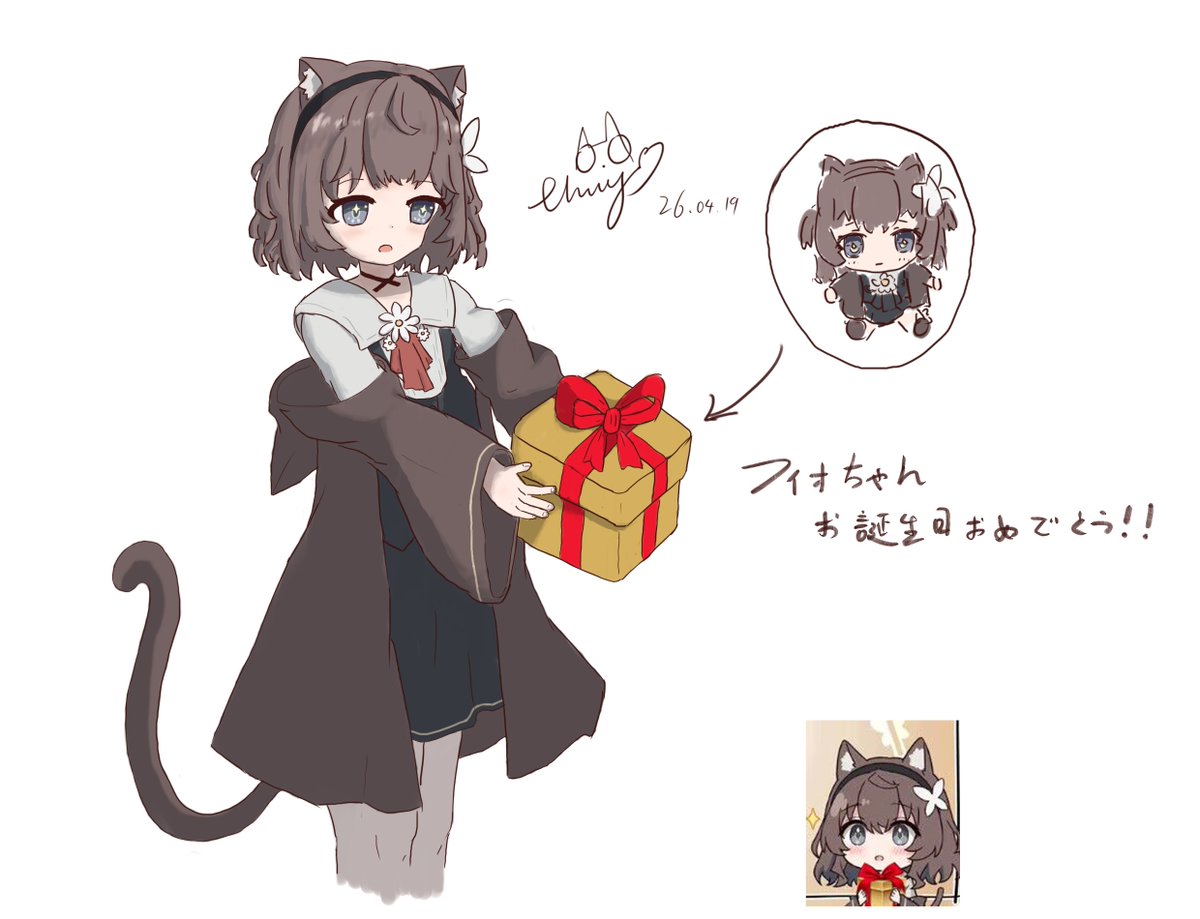 #かくさとう家のねこ <a href="/kakusatou_3333/">かくさとう</a> フィオちゃんを描いた！🎁🎁🎁お誕生日おめでとう！！