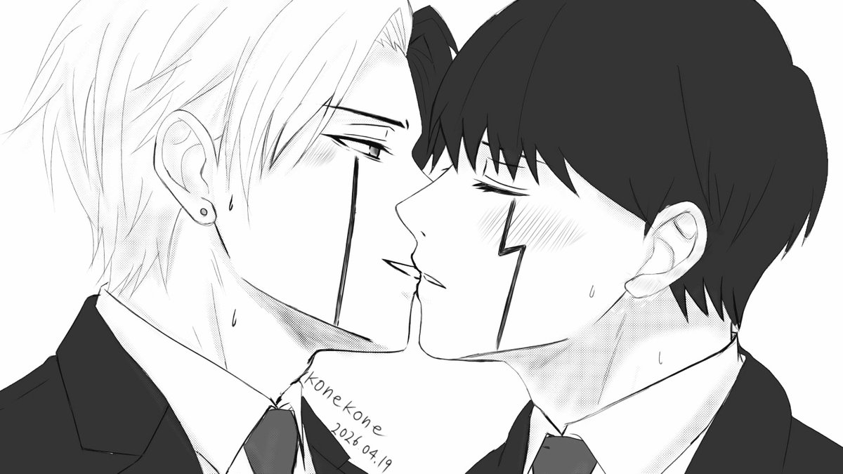 ちゅーしてるレイマシュ。

ポーズ参考あり。☔️の顔がちょっといい感じに描けた気がするので見てやってください！！！