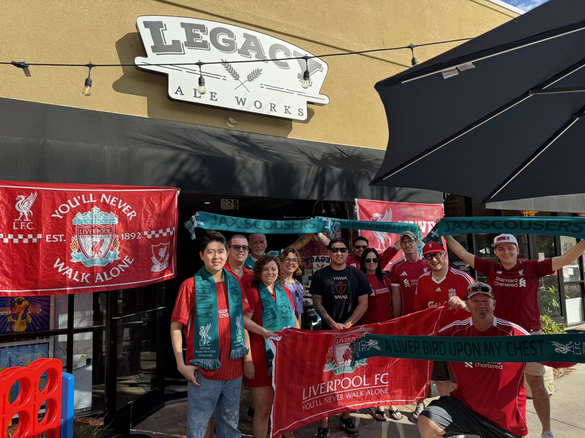 OLSCJAX's tweet photo. Derby day crew @legacy_ale, our Ernisian representing in Tampa! 
UP the REDS!!!
#WalkOn #YNWA #OLSC #MyPLMorning https://t.co/iKpRmkrhpm
