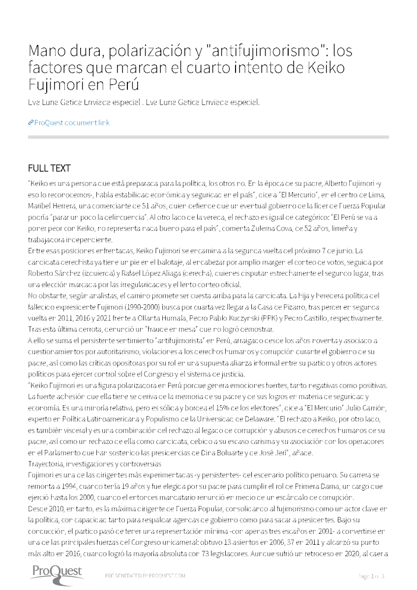 JulioFCarrion1's tweet image. Conversé con @__elmercurio sobre Keiko Fujimori. Dije que es una figura muy polarizante. Su fuerza, pero también su debilidad, estriba en depender de la memoria de su padre. Además en una candidada con escaso carisma  #Peru