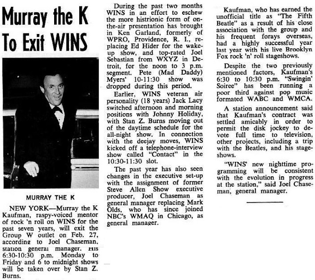60sPsychJukebox's tweet image. Jukebox #Radio History April 19th ➦In 1965..WINS 1010 AM in New York City flipped from Top40 to become the first All-News radio station.  Two months earlier, personality Murray The K departed.

WINS. “YOU GIVE US 22 MINUTES, WE'LL GIVE YOU THE WORLD” The final song was “Out in