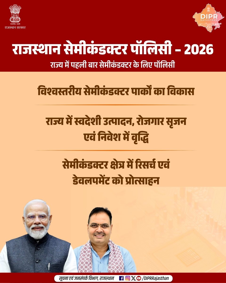 DIPRRajasthan's tweet image. माननीय मुख्यमंत्री श्री भजनलाल शर्मा के सक्षम नेतृत्व में 
राजस्थान गढ़ रहा विकास के नए प्रतिमान
खेतों से मैदान तक
सड़कों से विज्ञान तक
तरक्की का सफर, अनवरत-निरंतर

@BhajanlalBjp
@KumariDiya
@DrPremBairwa
@RajCMO
@RajGovOfficial
@svoruganti1466
#DIPRRajasthan #Rajasthan